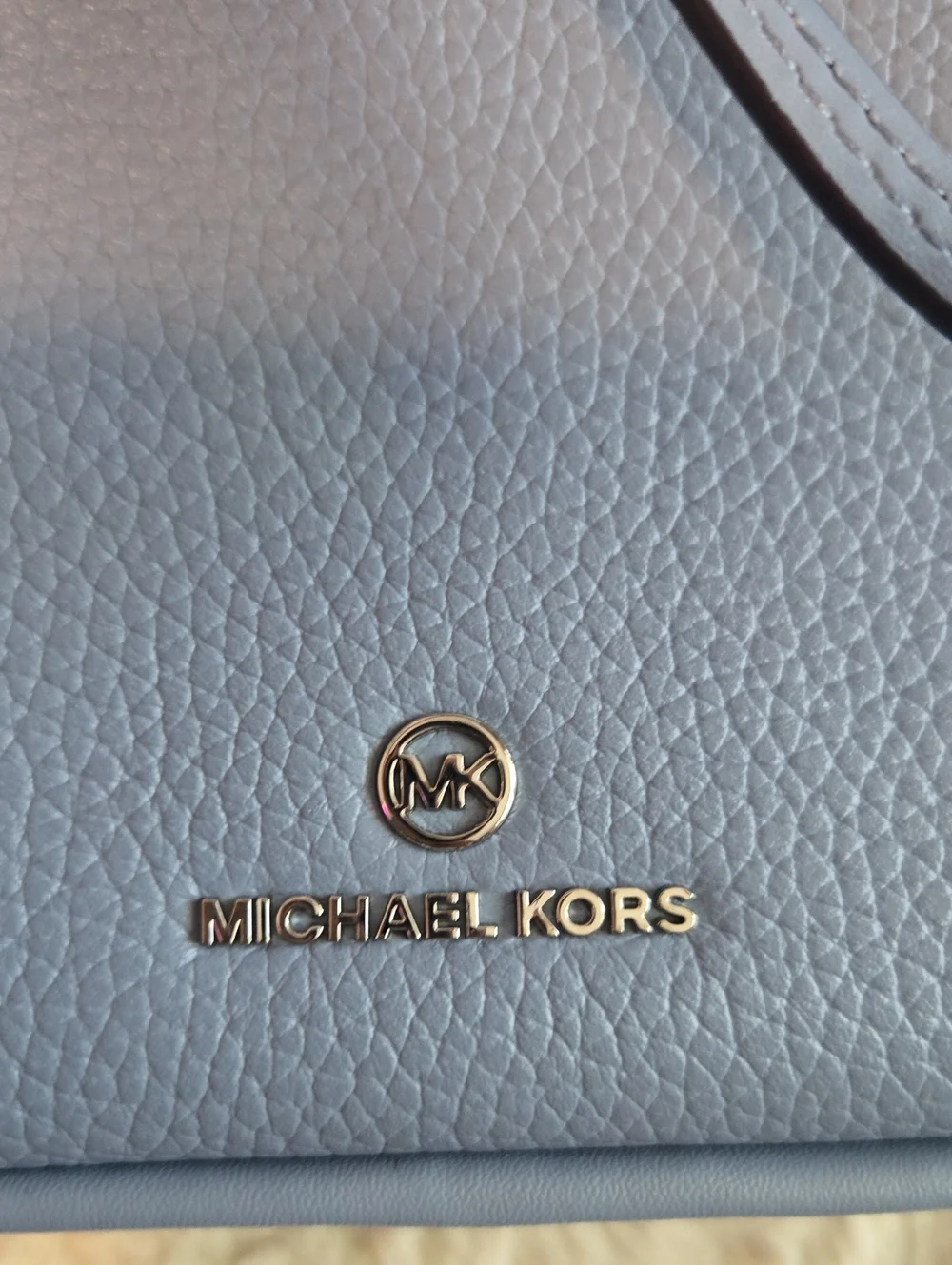 MICHAEL KORS Powder Blue Pebbled Leather Shoulder Bag